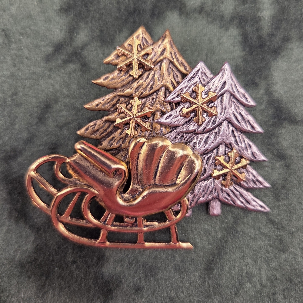 Gold And Silver Tone Christmas Brooch